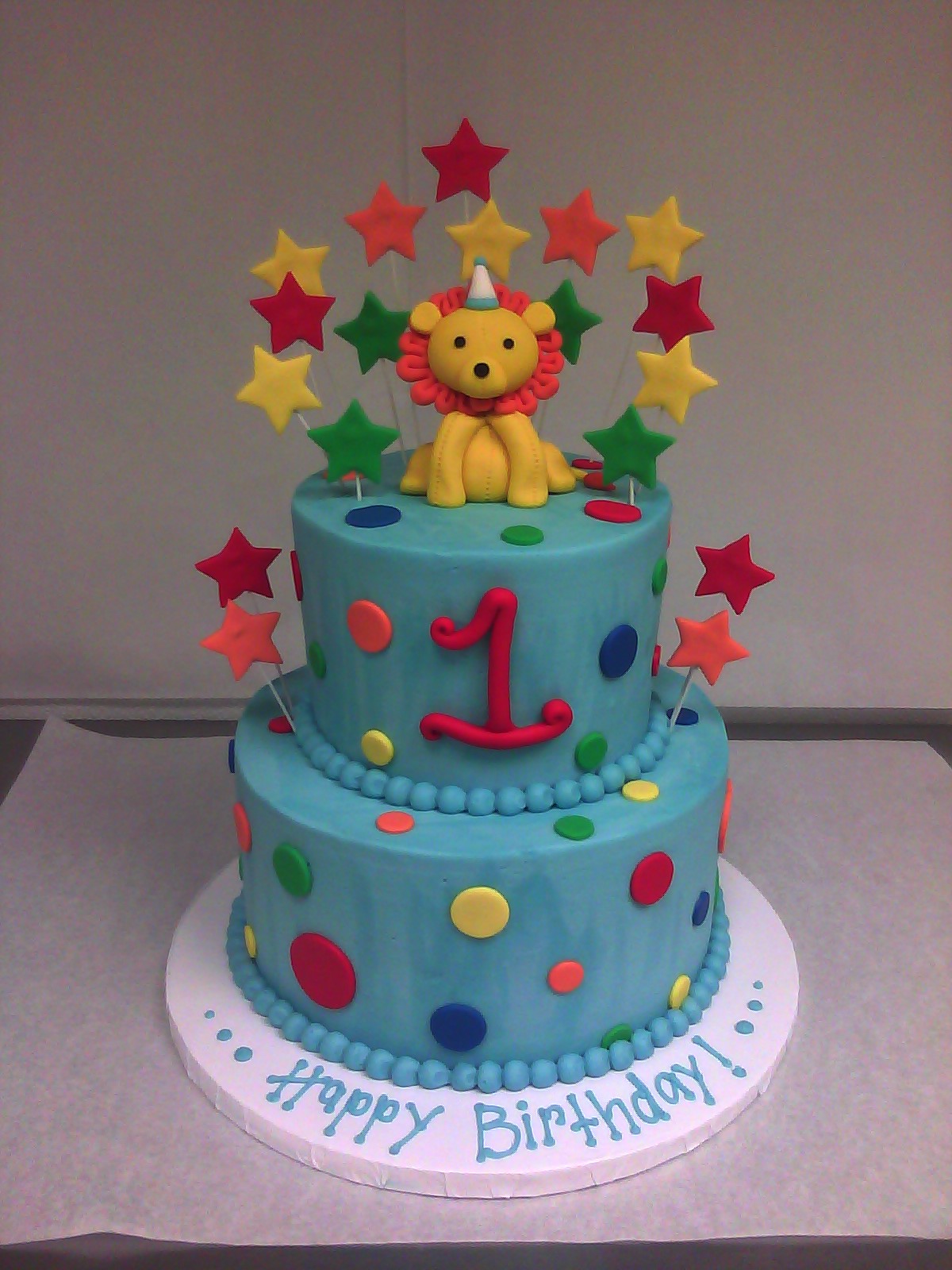 Polka Dotted Lion 1st Birthday Cake Main Made Custom Cakes
